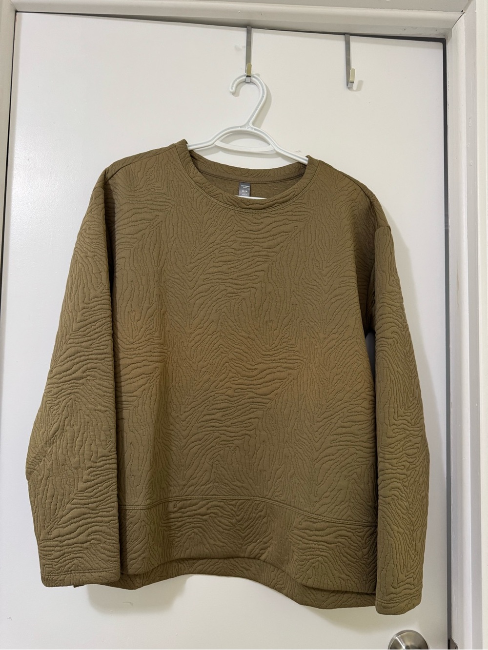 Joe Fresh Olive Textured Crewneck Sweater